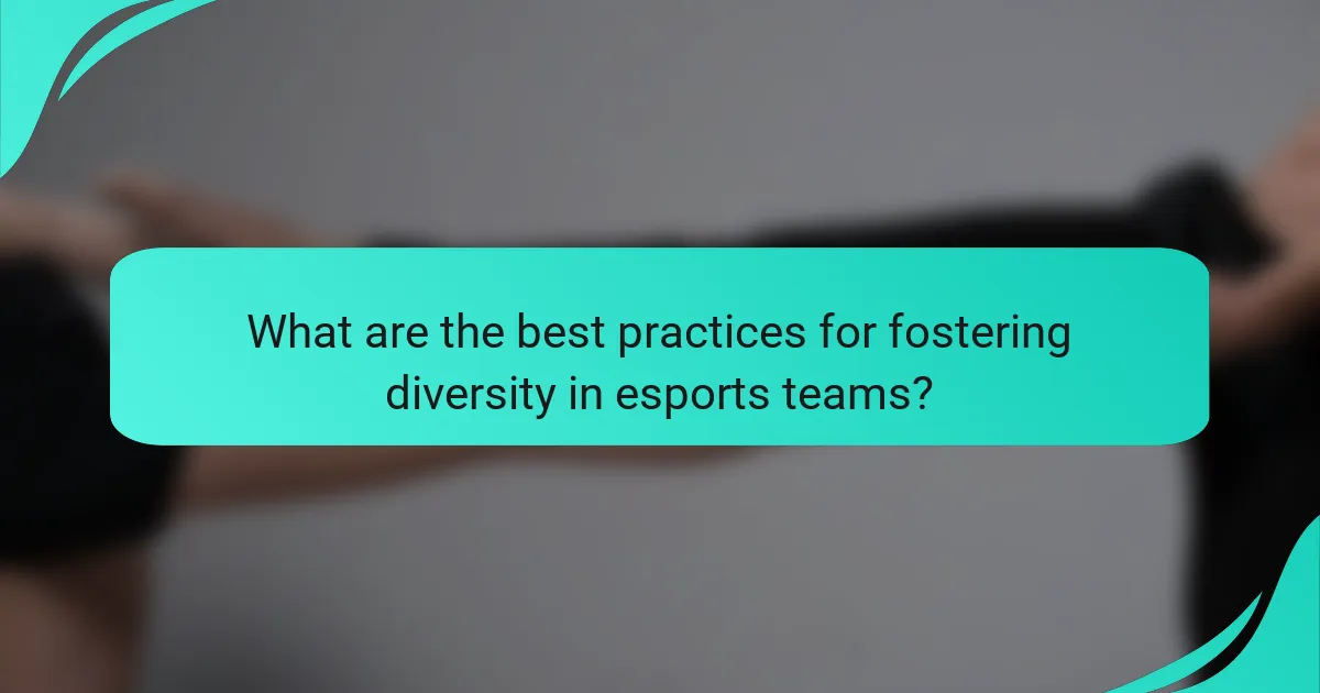 What are the best practices for fostering diversity in esports teams?